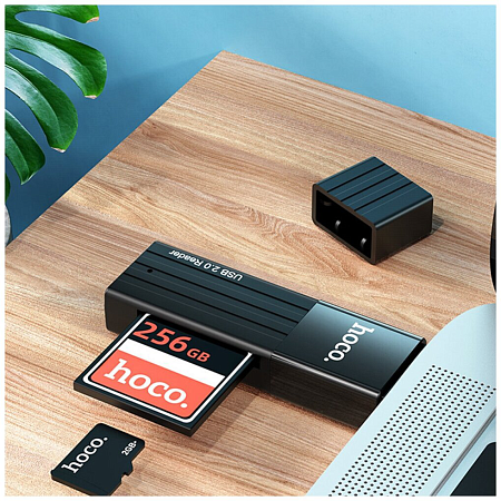 Картридер 2 в 1, USB 2.0, HB20, HOCO, поддержка TF/SD карт