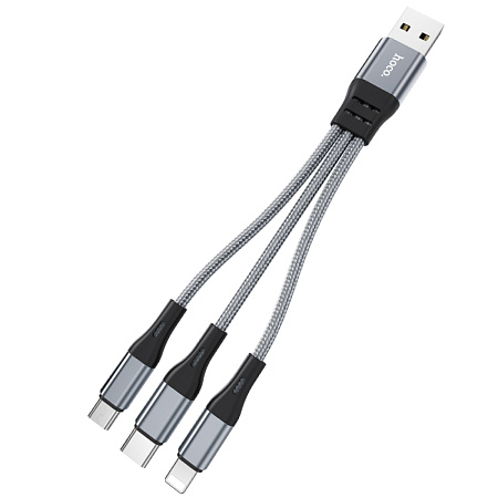 USB дата кабель Lightning+Micro+Type-C, X47, HOCO, серый