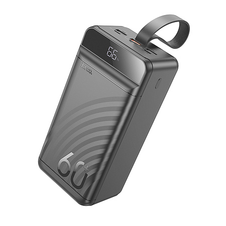 Универсальный Доп. Аккумулятор 60000mAh, J123C, HOCO, 1 USB-A (22.5W)+2 USB-A+1 PD (20W), вход  TC/Mic/Lig, черный