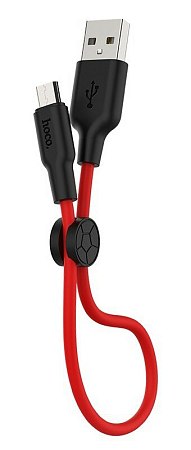 USB Кабель Micro, HOCO, X21 Plus, 0.25м, силиконовый, черно-красный