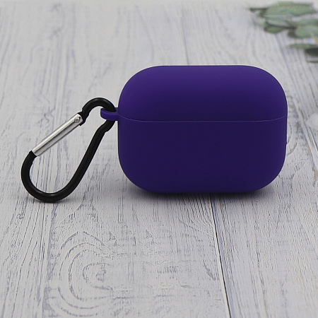 Чехол силиконовый для Airpods Pro/Pro 2, X-CASE, индиго с карабином