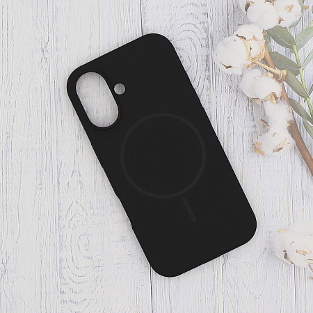 Чехол-накладка для iPhone 16, Silicon Case, магнитный (MagSafe), без лого, X-CASE, черный