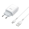 Сетевое зарядное устройство, 2 USB 2.4A (C73A), HOCO, Micro, белый