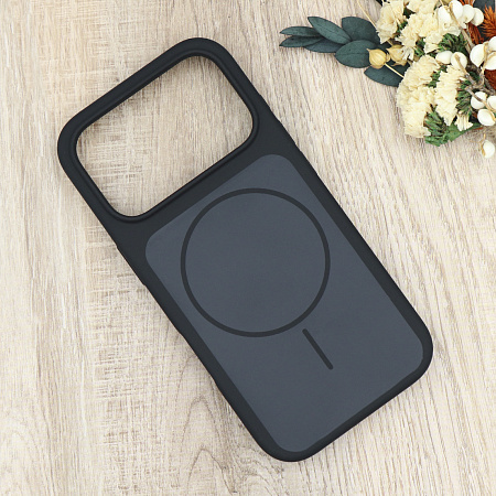 Чехол-накладка для iPhone 17 Pro Max, Silicon Case, магнитный (MagSafe), с дизайном, без лого, X-CASE, черный