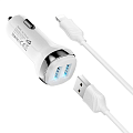 Автомобильное зарядное устройство, 2 USB 2.4A (Z40), usb cable lightning, HOCO, белый