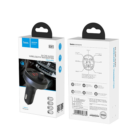Bluetooth FM модулятор, E41, HOCO, черный