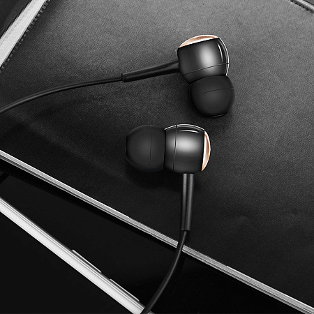 Проводные наушники M19 Drumbeat Universal, HOCO, вакуумные с микрофоном, черные