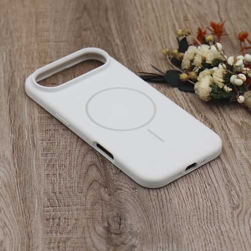 Чехол-накладка для iPhone 17 Air, Silicon Case, магнитный (MagSafe), без лого, X-CASE, белый