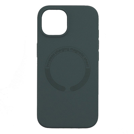 Чехол-накладка для iPhone 15, Silicon Case, магнитный (MagSafe), без лого, X-CASE, зеленый лес