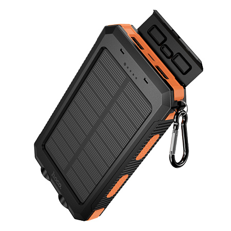 Универсальный Доп. Аккумулятор 8000mAh, J164, HOCO, 2USB (5V/2A) c фонариком, черный