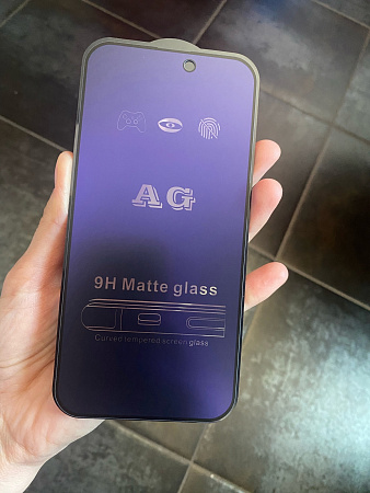 Защитное стекло на iPhone 15/16, Anti-blue ray матовый черный, X-CASE