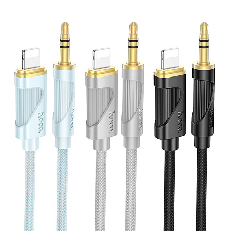 AUX Audio кабель 3,5 мм на Lightning, UPA30, HOCO, 1м, цвет серый