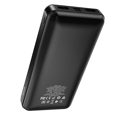Универсальный Доп. Аккумулятор 20000mAh, J72A, HOCO, 2 USB (5V/2.0A), черный