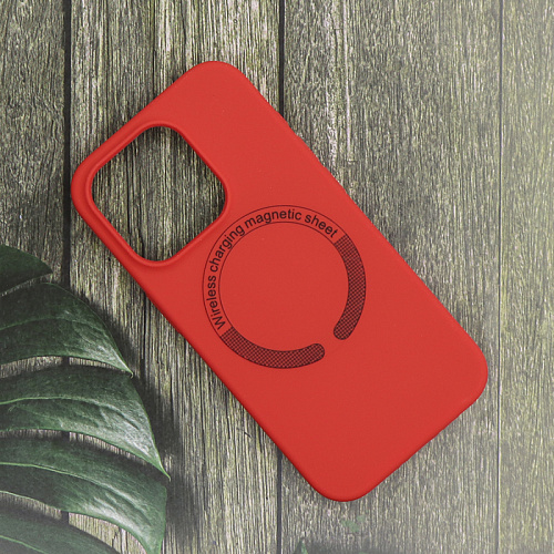 Чехол-накладка для iPhone 15 Pro Max, Silicon Case, магнитный (MagSafe), без лого, X-CASE, красный