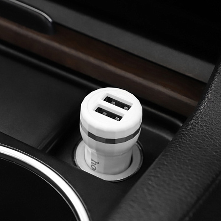 Автомобильное зарядное устройство, 2 USB 2.4A (Z27), HOCO, белый