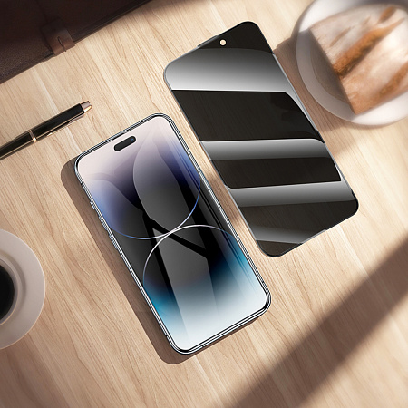 Защитное стекло для iPhone 14 Pro Max, A777 Plus, HOCO, антишпионское, черное