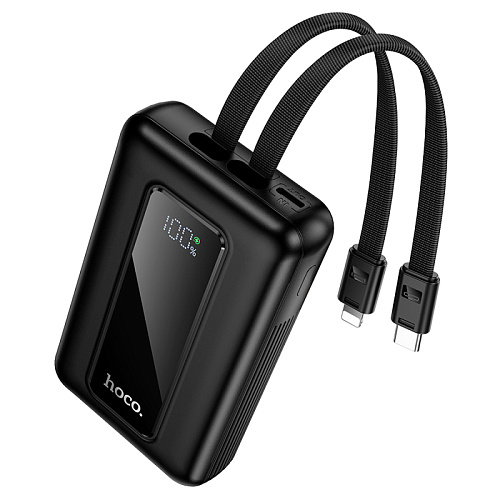 Универсальный Доп. Аккумулятор 10000mAh, J162, HOCO, выход: 1 USB (22.5) 1 PD (20W) кабель: Type-C, Lightning, черный
