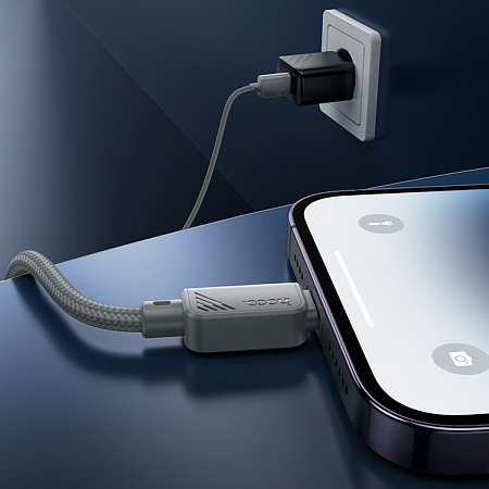 USB дата кабель Lightning, HOCO, X113, 1м, серый