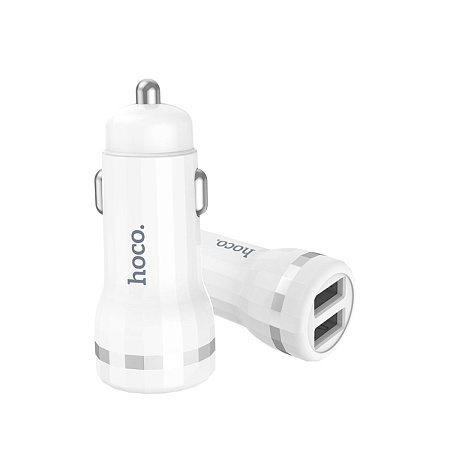 Автомобильное зарядное устройство, 2 USB 2.4A (Z27), HOCO, белый