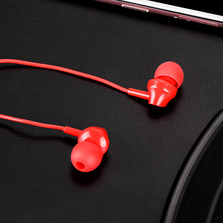 Проводные наушники M14 Universal Earphone, вакуумные с микрофоном, HOCO, красные