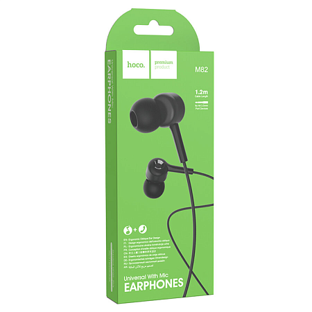 Проводные наушники M82, La musique universal earphones, HOCO, вакуумные с микрофоном, черные
