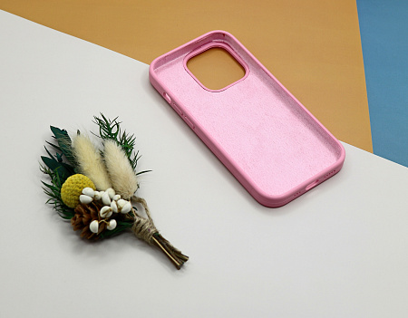 Чехол-накладка для iPhone 14 Pro, Silicon Case, без лого, бледно-розовый