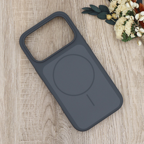 Чехол-накладка для iPhone 17 Pro Max, Silicon Case, магнитный (MagSafe), с дизайном, без лого, X-CASE, угольно-серый
