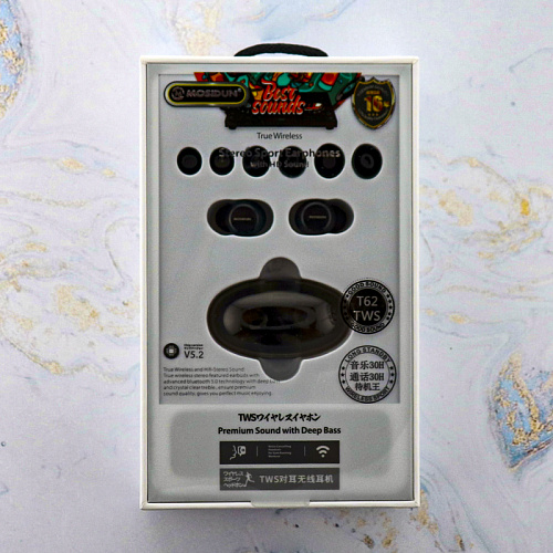 Беспроводные наушники Mosidun T62, вакуумные, капельки, черный