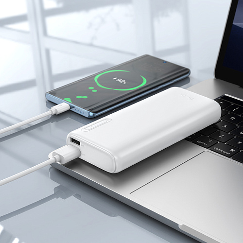 Универсальный Доп. Аккумулятор 10000mAh, J158A, HOCO, выход: 2 USB: 5V/2, белый