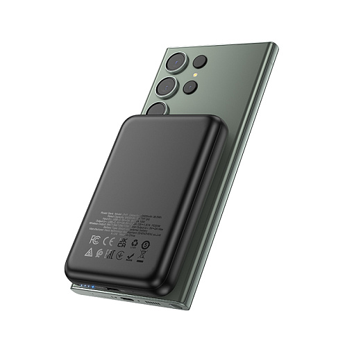 Универсальный Доп. Аккумулятор 10000mAh, J141, HOCO, 1 PD 20W, беспроводная зарядка (MagSafe), черный