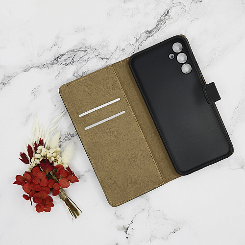 Чехол-книжка для Samsung Galaxy A14 (5G), боковой с хлястиком, черный