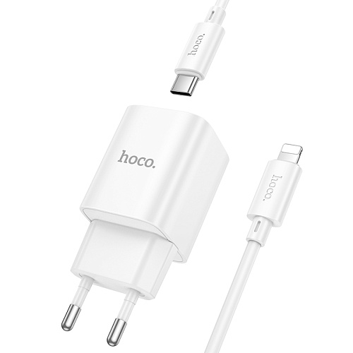 Сетевое зарядное устройство, 1 PD 30W + 1 USB 3.0 QC (C149A), HOCO, Type-C to Lightning, мини, белый