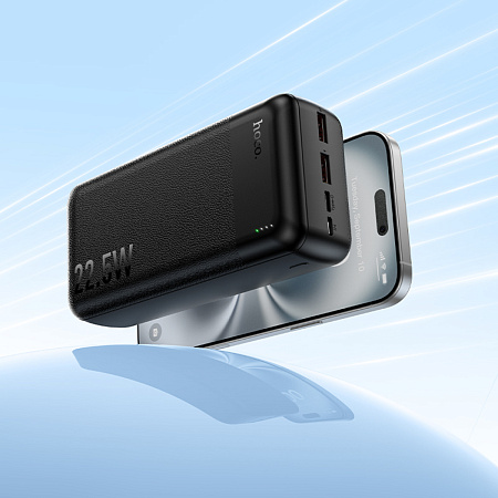 Универсальный Доп. Аккумулятор 30000mAh, J159B, HOCO, выход: 1 USB (22.5W), 1 PD (20W), черный