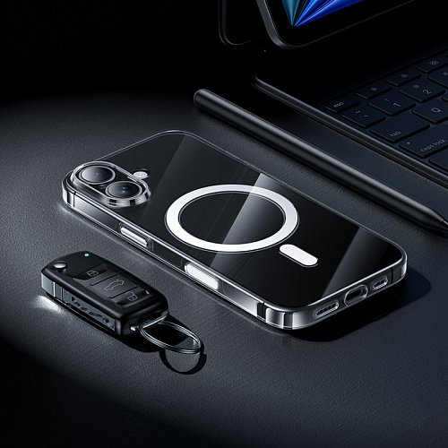 Чехол для iPhone 17, PC+TPU, Магнитный (MagSafe), AS4, HOCO, прозрачный
