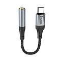 Переходник с Type-C на Jack 3.5мм, LS36, HOCO, длина: 12 см; вес: 6 г, черный