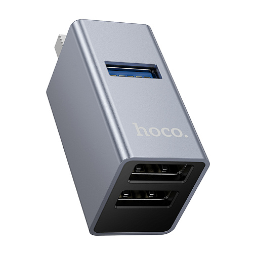 USB Хаб (HB54) c 1 USB на 1 USB 3.0 + 2 USB 2.0, HOCO, без провода, серый