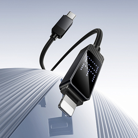 Кабель Lightning to Type-C (PD), HOCO, U154, 1.2 метра, PD 30W, с дисплеем, цвет черный