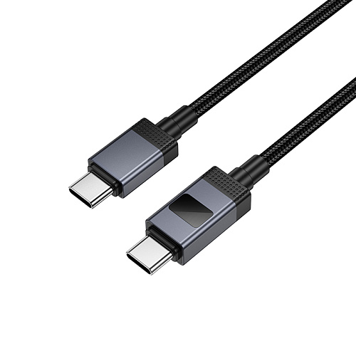 Кабель Type-C на Type-C, HOCO, X118, 1м, 60W, с дисплеем, черный