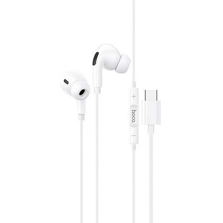 Проводные наушники M83, Type-C, Original series earphones, HOCO, вакуумные с микрофоном, белые