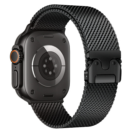 Ремешок на руку для Apple Watch 44/45/46/49 мм, HOCO, WA33, Milanese loop, застежка зонтиком, черный