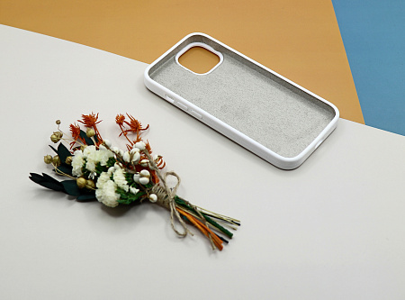 Чехол-накладка для iPhone 14, Silicon Case, без лого, белый