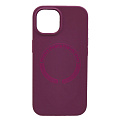 Чехол-накладка для iPhone 15, Silicon Case, магнитный (MagSafe), без лого, X-CASE, винный