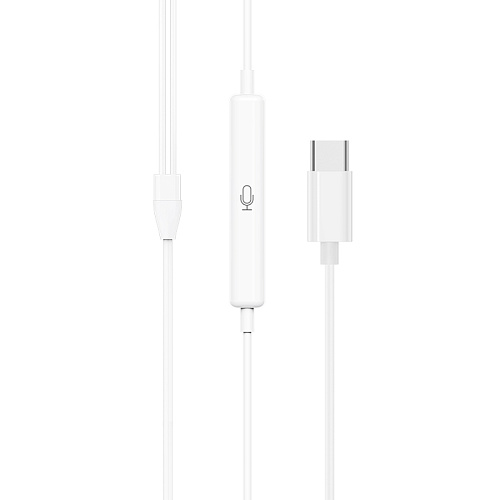 Проводные наушники M101, Type-C  Crystal joy wire-controlled earphones with microphone, HOCO, белые