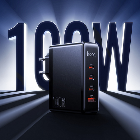 Сетевое зарядное устройство, 3 PD 65W/30W + 1 USB 18W (N85), HOCO, черный