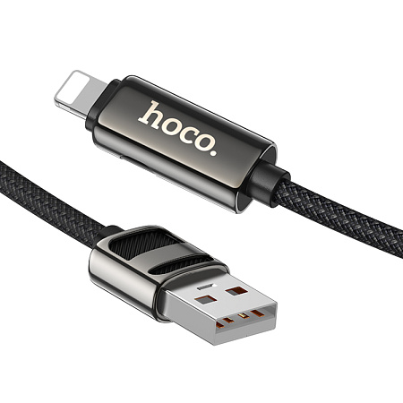 USB дата кабель Lightning, HOCO, U137, 1.2м, с дисплеем, черный