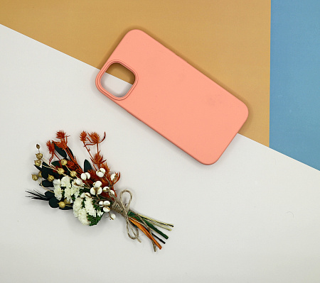 Чехол - накладка для iPhone 13, Silicon Case, без лого, лососевый