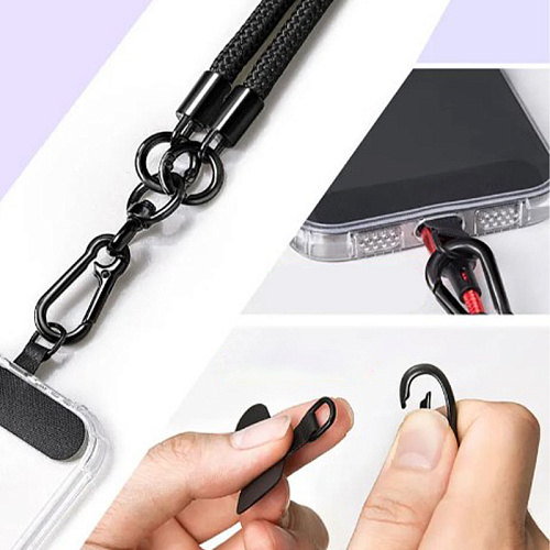 Ремешок на шею/плечо с креплением под чехол, толстый, цвет №4, серый