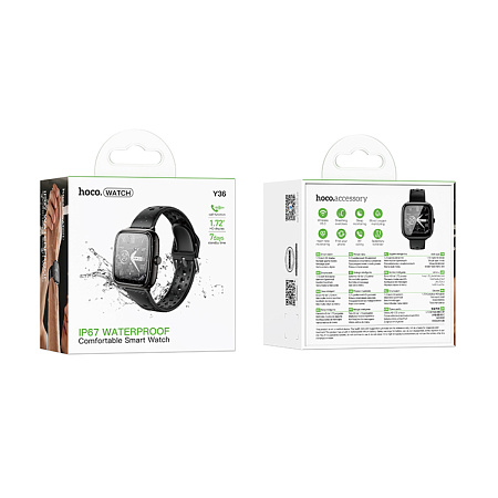 Умные часы Y36 Smart watch Hoco с поддержкой звонков, черные