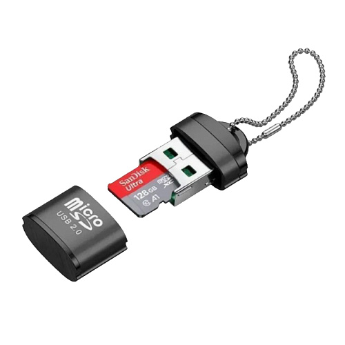 Картридер Micro SD, компактный переходник, X-CASE, цвет черный