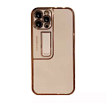 Чехол силиконовый для iPhone 13 Pro (6.1), глянцевый с подставкой, X-CASE, розовый